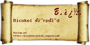Bicskei Árpád névjegykártya